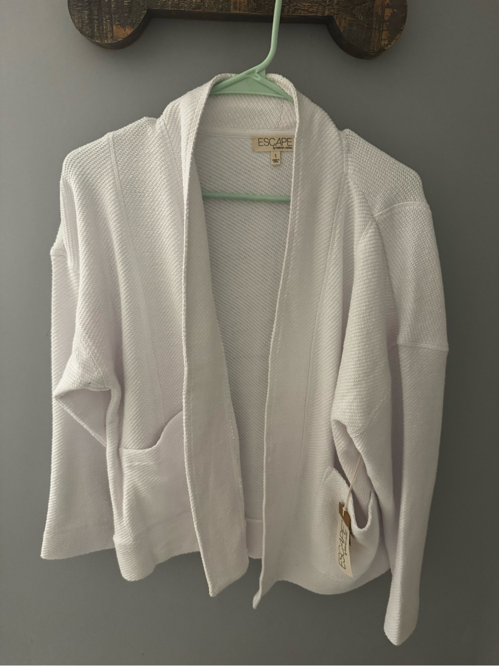 ESCAPE Soft Ivory Open-Front Knit Cardigan